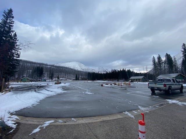 The road is almost completely free of snow (bring out your bikes)