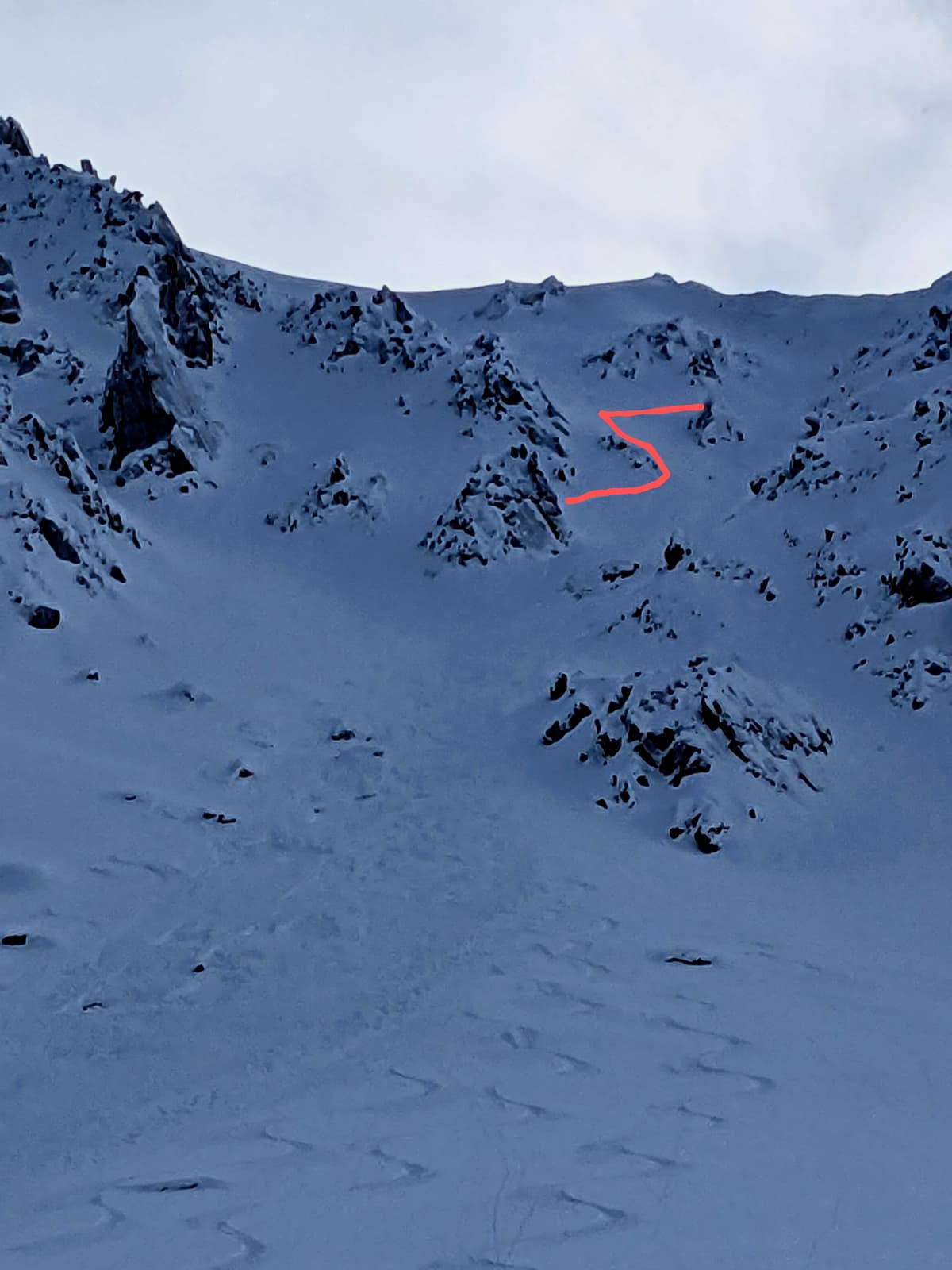 Looking up at path with crown highlighted