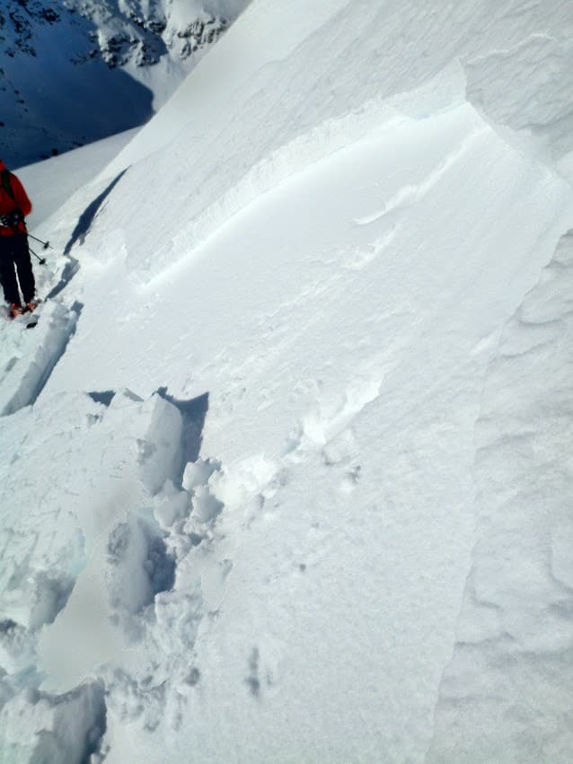 Ski controlled, small test slope Size 1
Treeliine SW aspect, fresh wind slab