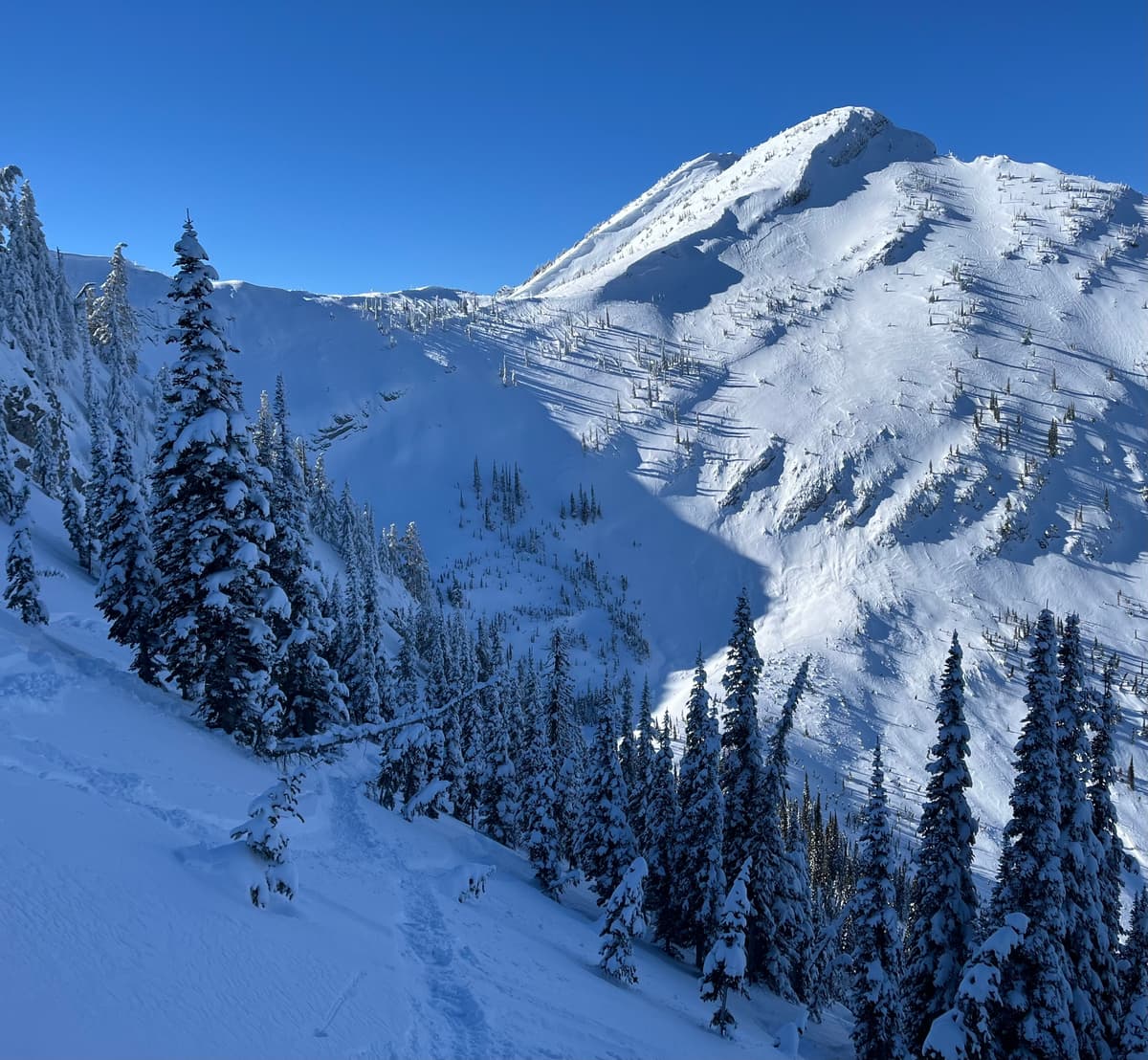 Liverwurst ridge, showing wind effect up high and old crown