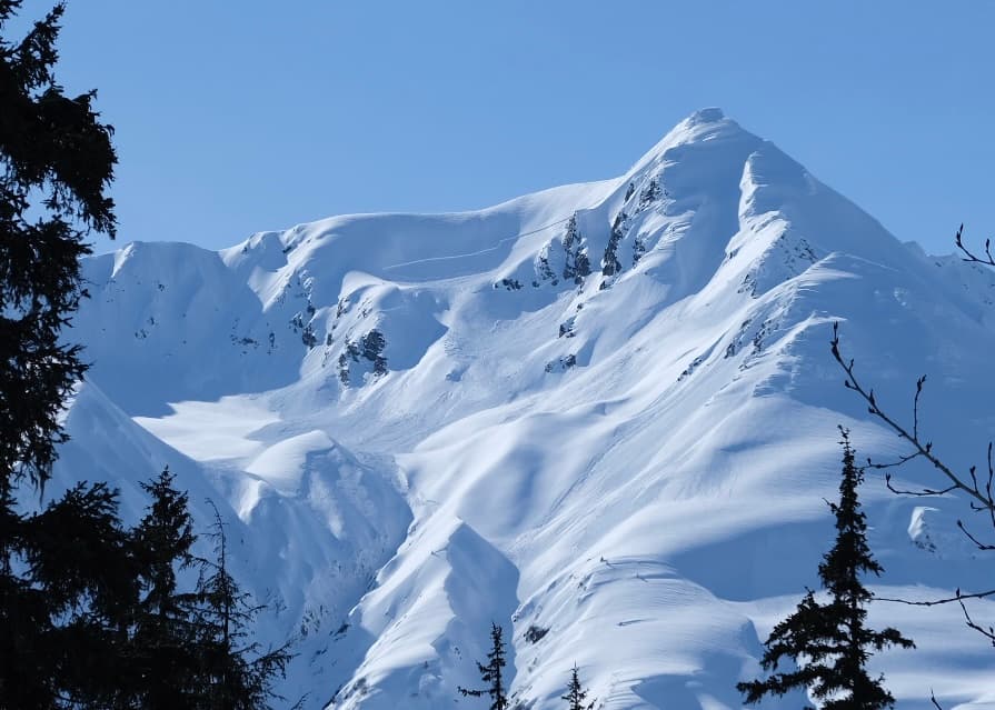 Natural avalanche off Mount McDonald that recently occured due to the fresh debris and previous day's snowfall.