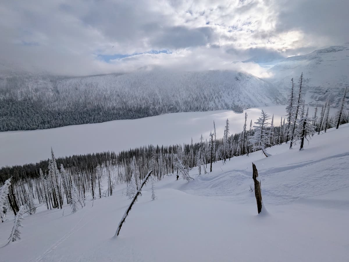 Cameron lake looks frozen but don't go on it