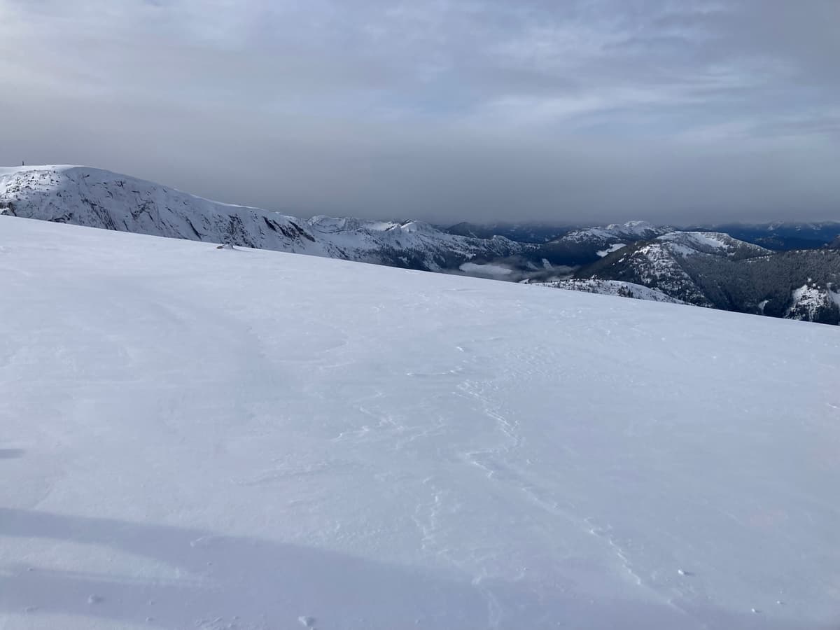 Snow near needle peak/flatiron col.