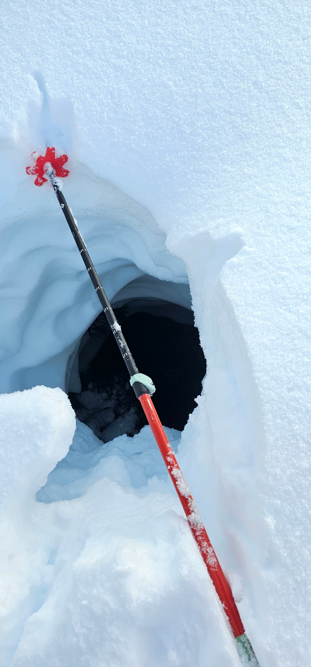 Open and hidden 'crevasses' are a danger on the ridge lines.