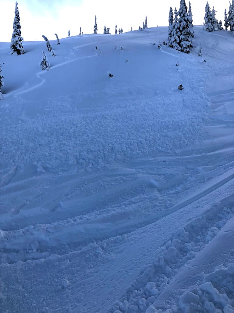Soft slab cut away on NE facing convex roll.