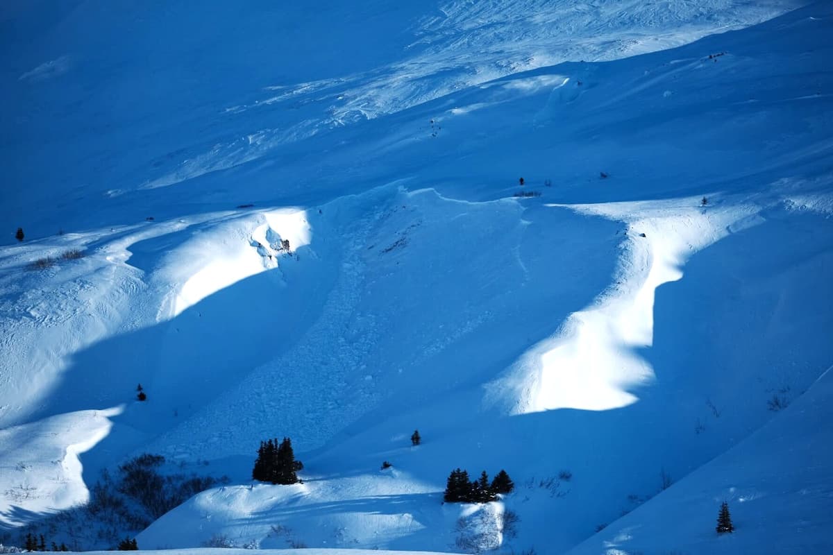 Gully terrain feature that likely failed during the south wind event on a W-aspect at 1050m. HS-N-R3-D2