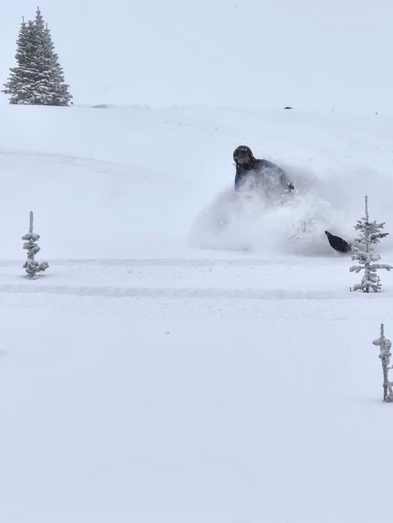 There was good riding in small untracked areas away from the wind. 