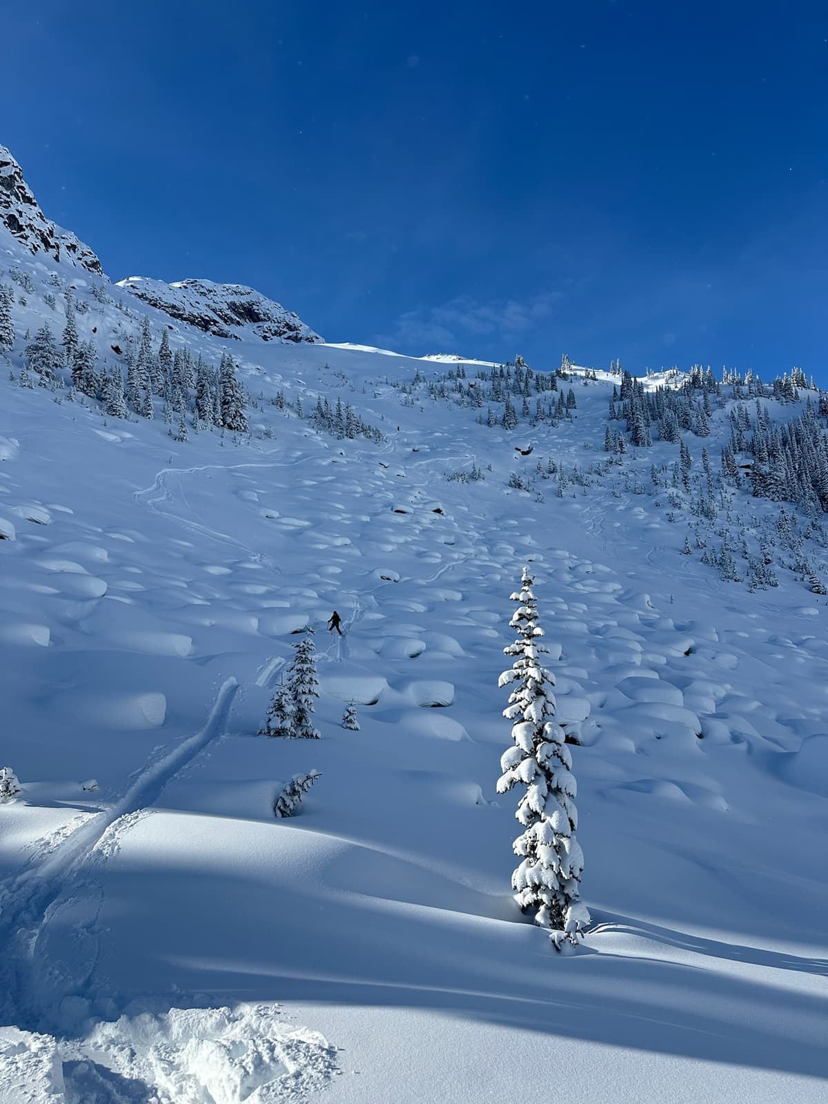 No issues observed on NW large avalanche chute on approach/ exit