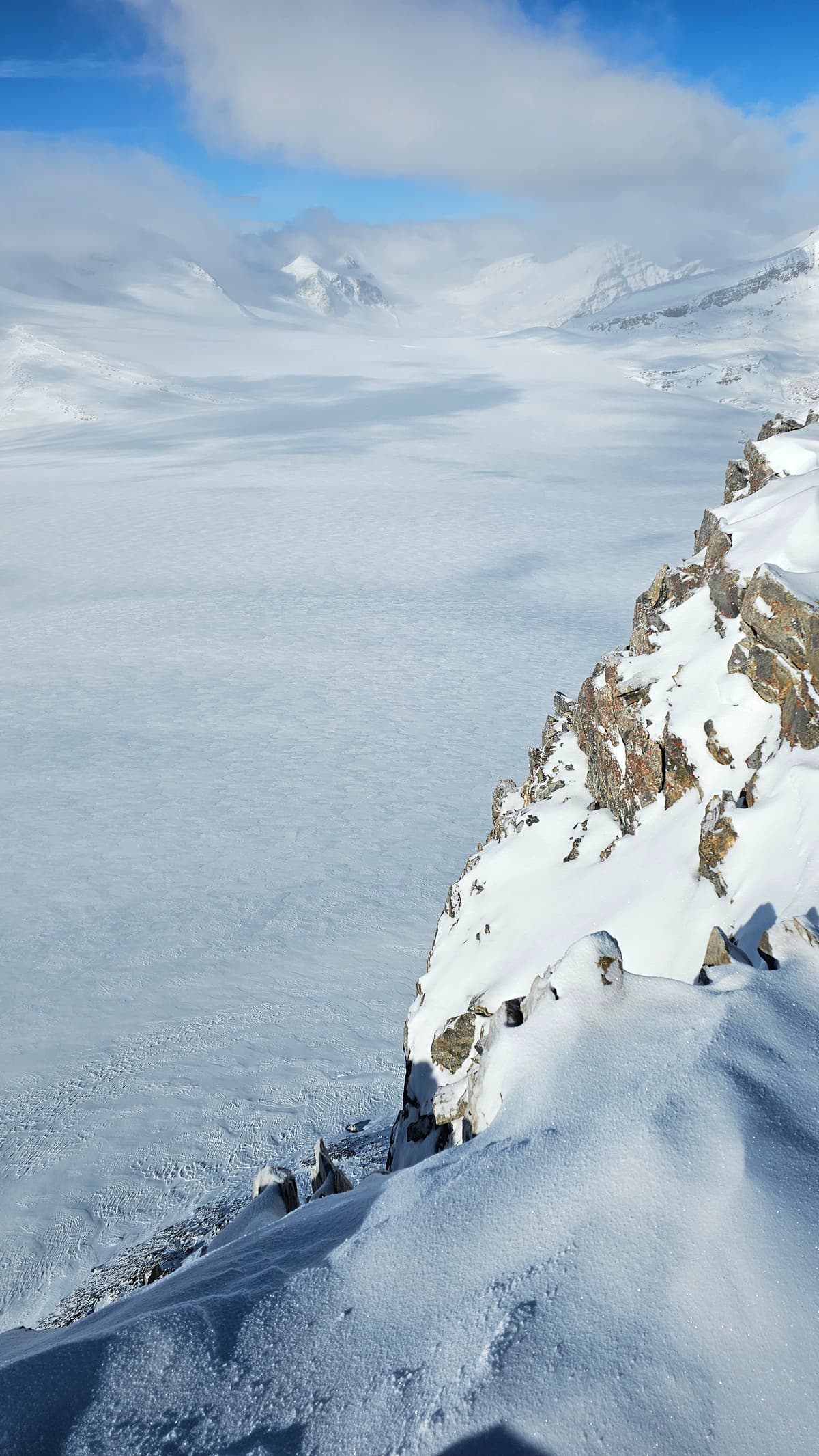 Wapta Icefield looking in the direction of Peyto Hut from St Nicholas Peak