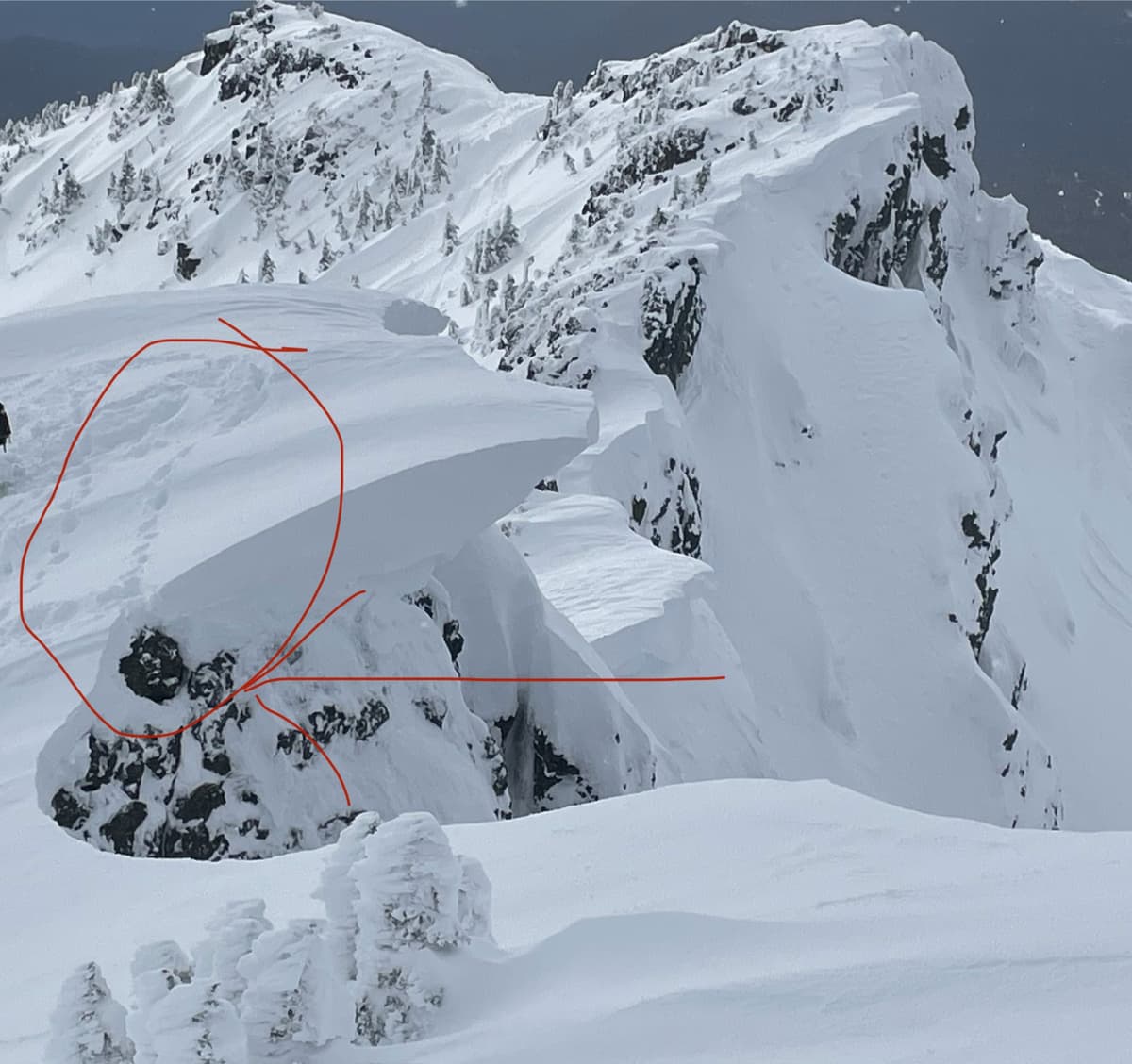 Cornice Overhang was very large luckily no one fell with the cornice