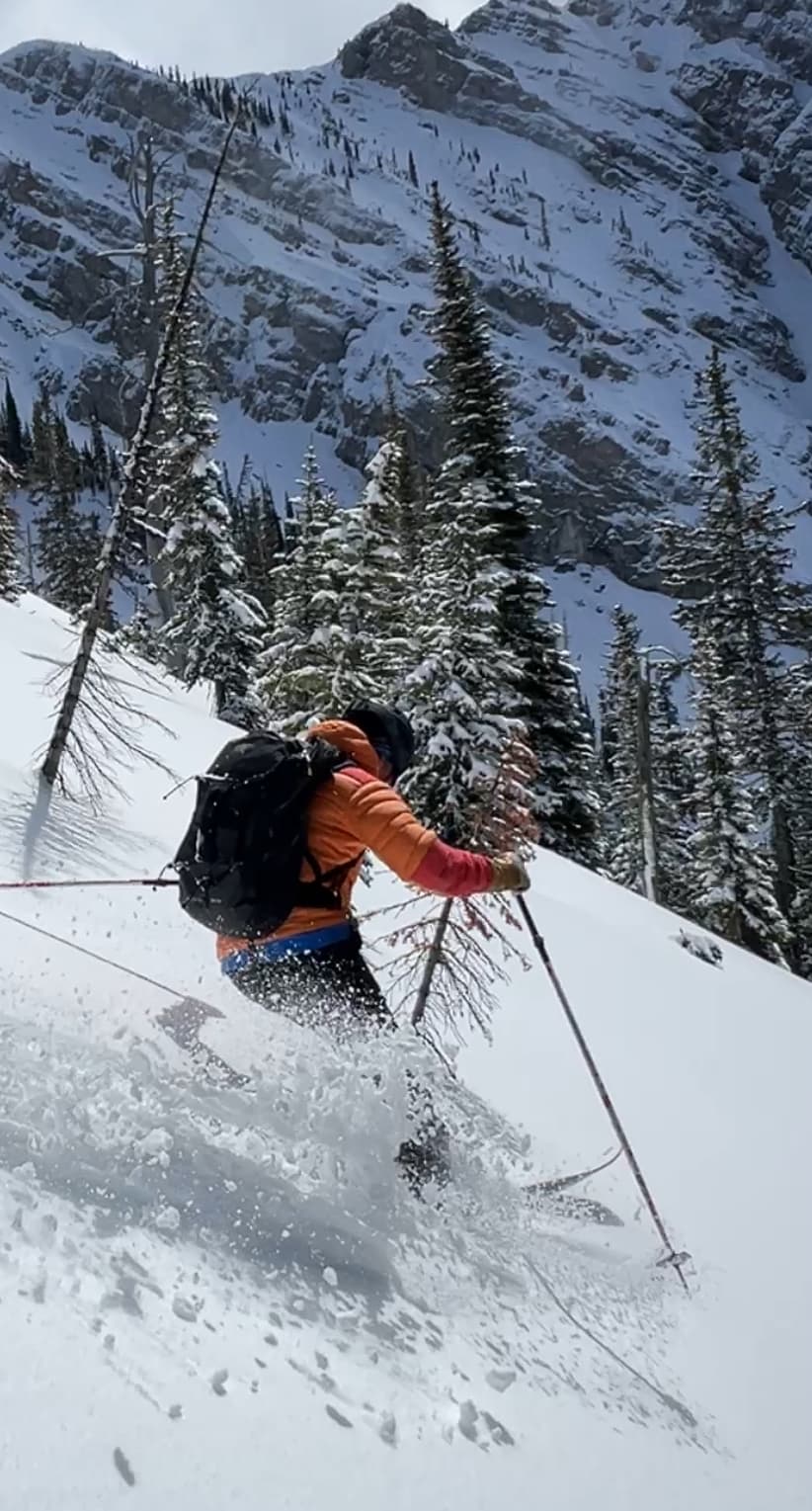 Pow (adjacent) turns in the sun …. Whoooo!