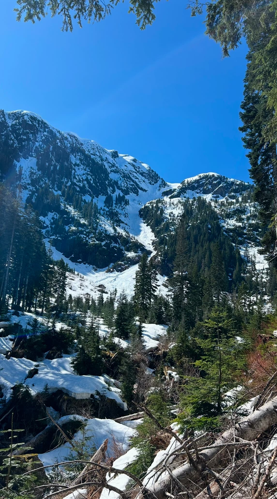 North Gully from where the trail reaches the apron and cuts right up onto the ridge