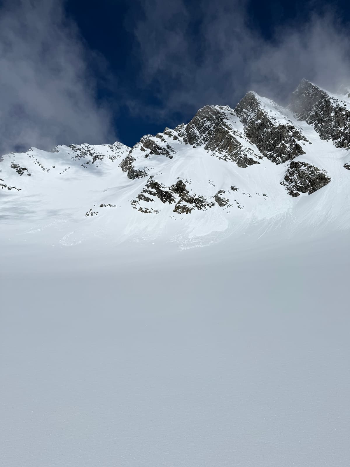 Watched most of the faces send dry sluff down towards glacier