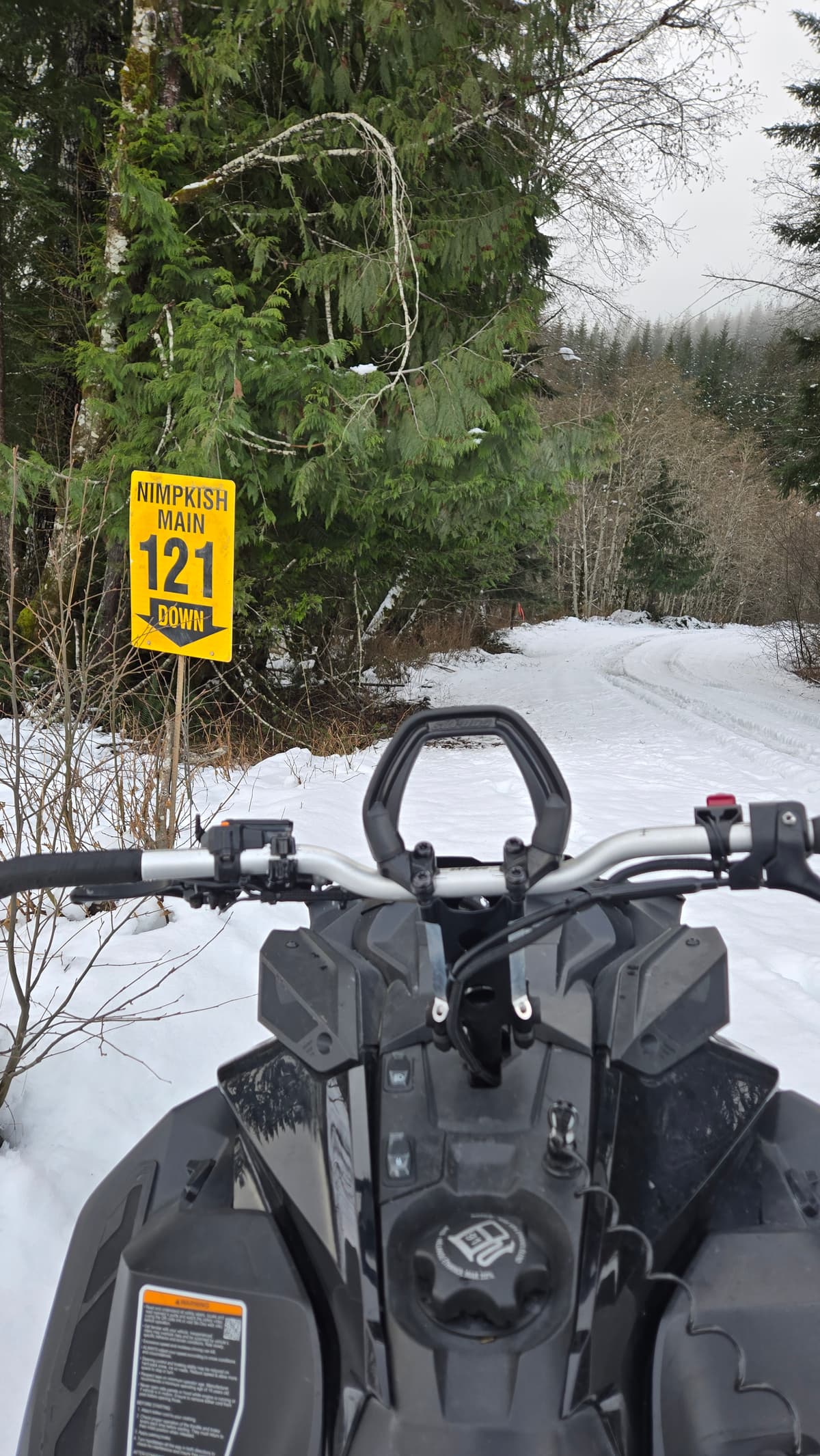 "Nimpkish Main, 121 down, ...sled?"