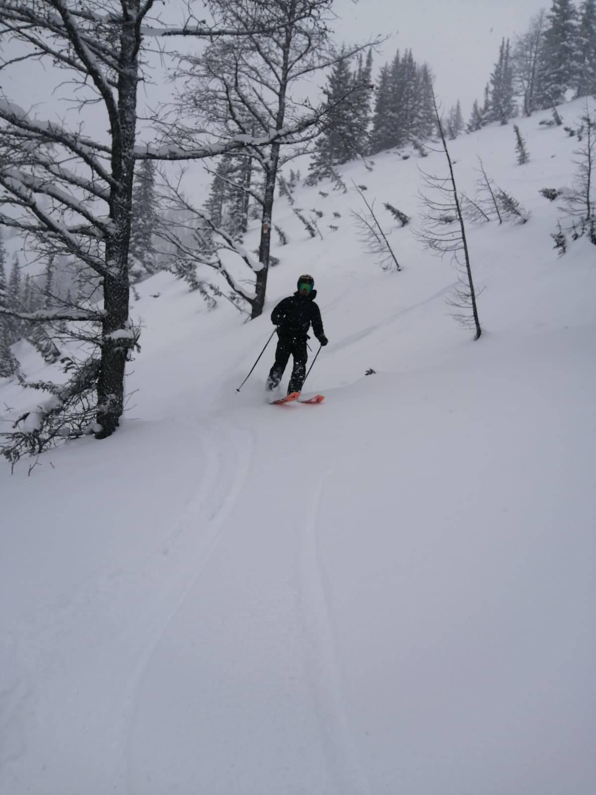 Good skiing in the upper slide path.