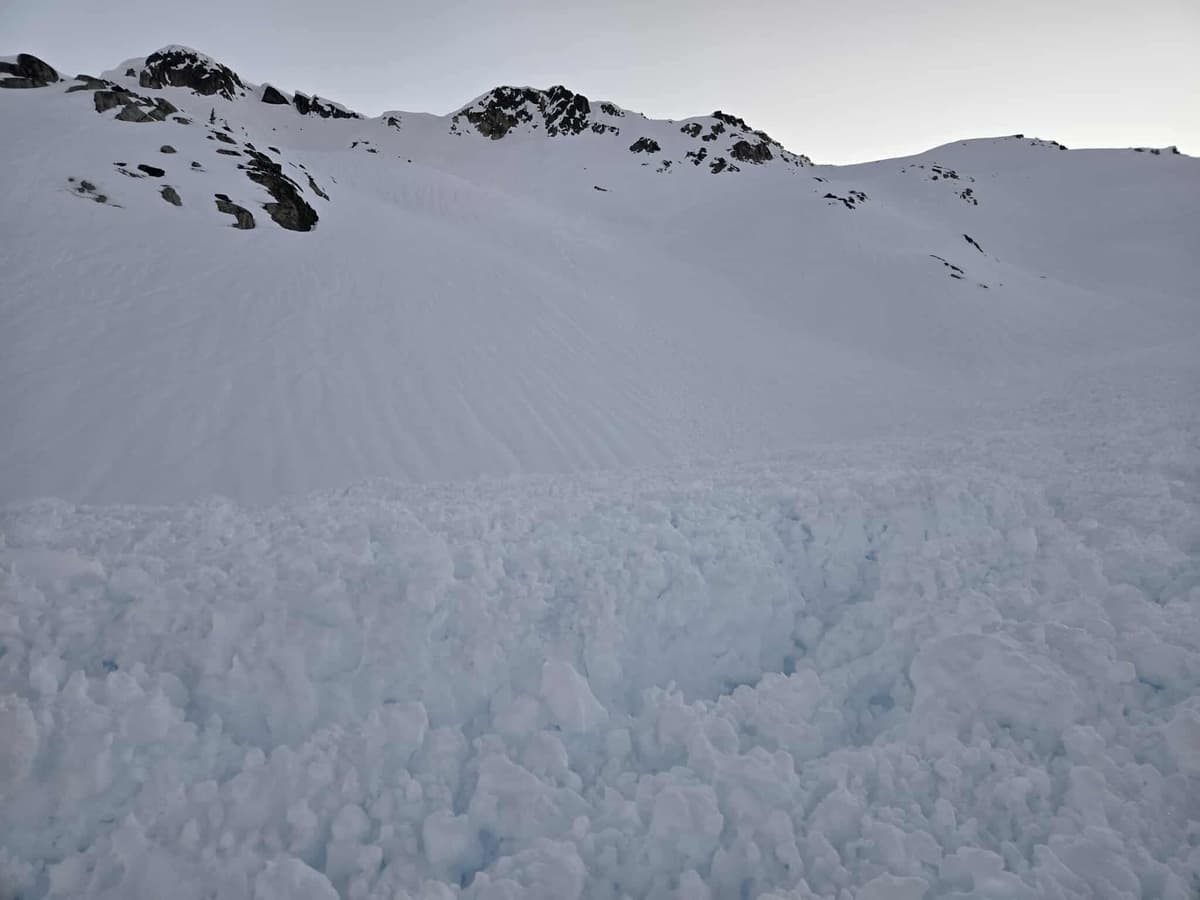Large slide on western side of ridge leading to Mt Fee. Probably from last storm cycle. 4-6 days old? 