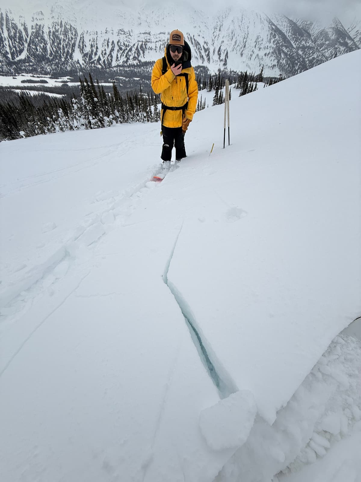 We were able to get shooting cracks on the skin tracks in low angle terrain.