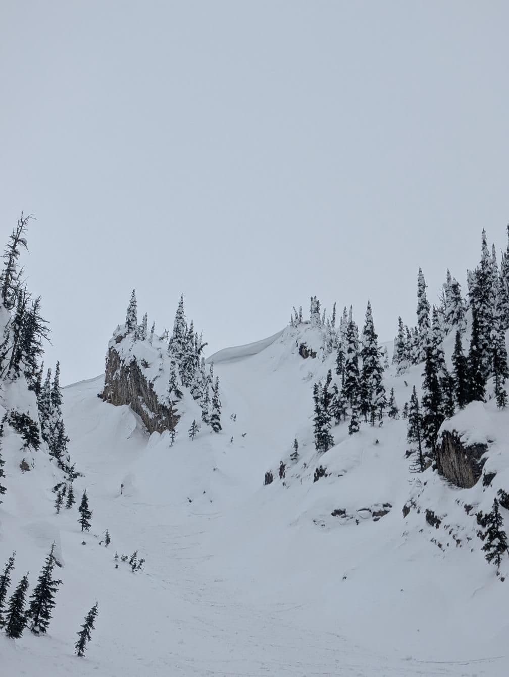 View looking at cornice development at ridge top. 