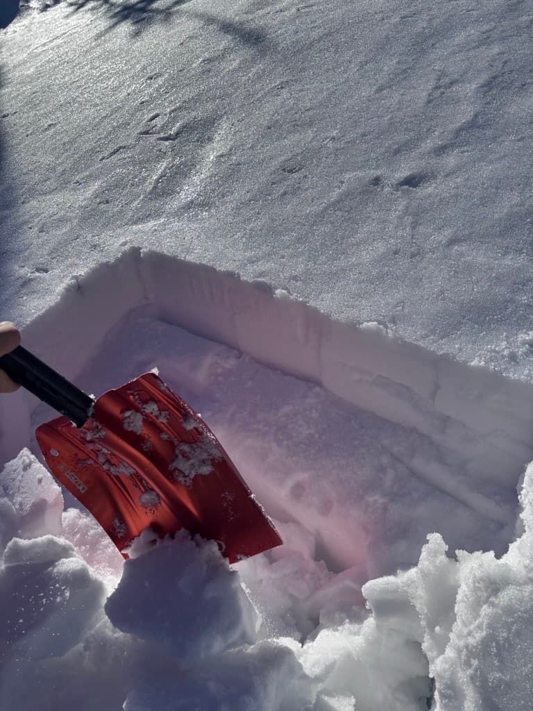 Warm surface snow sitting on top of a facet/crust combo