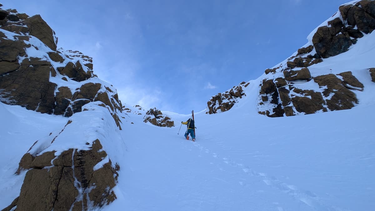 Excellent boot packing up. Soft but supportive snow.