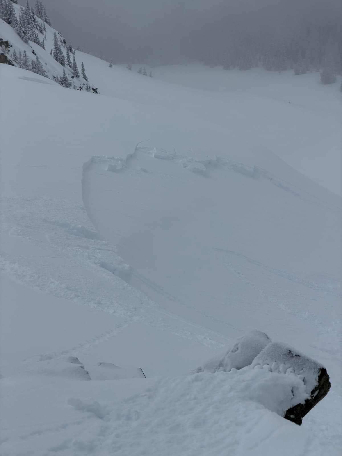 Skier hucked off wind lip/cornice, triggering this size 1.5 wind slab.