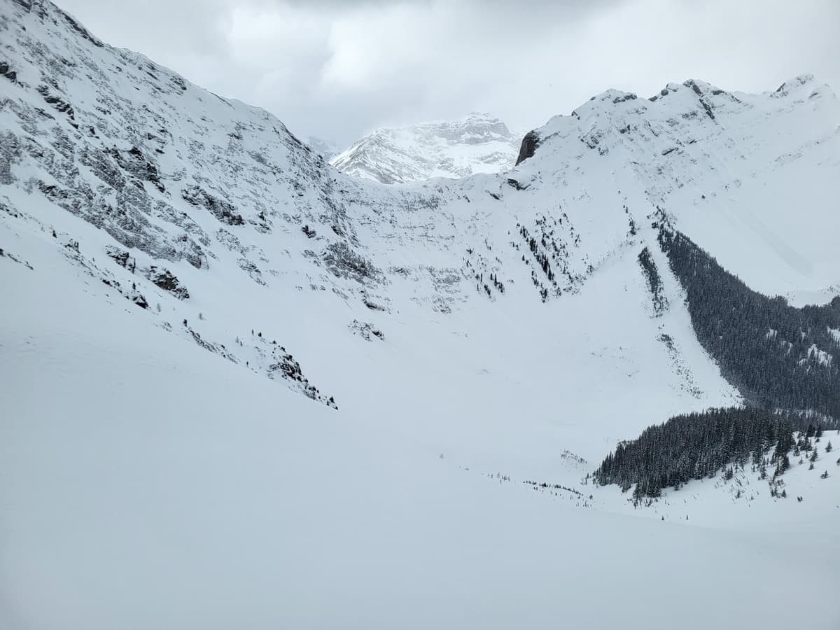 Several size 1.5 storm slabs at the base of the cliffs, several days old