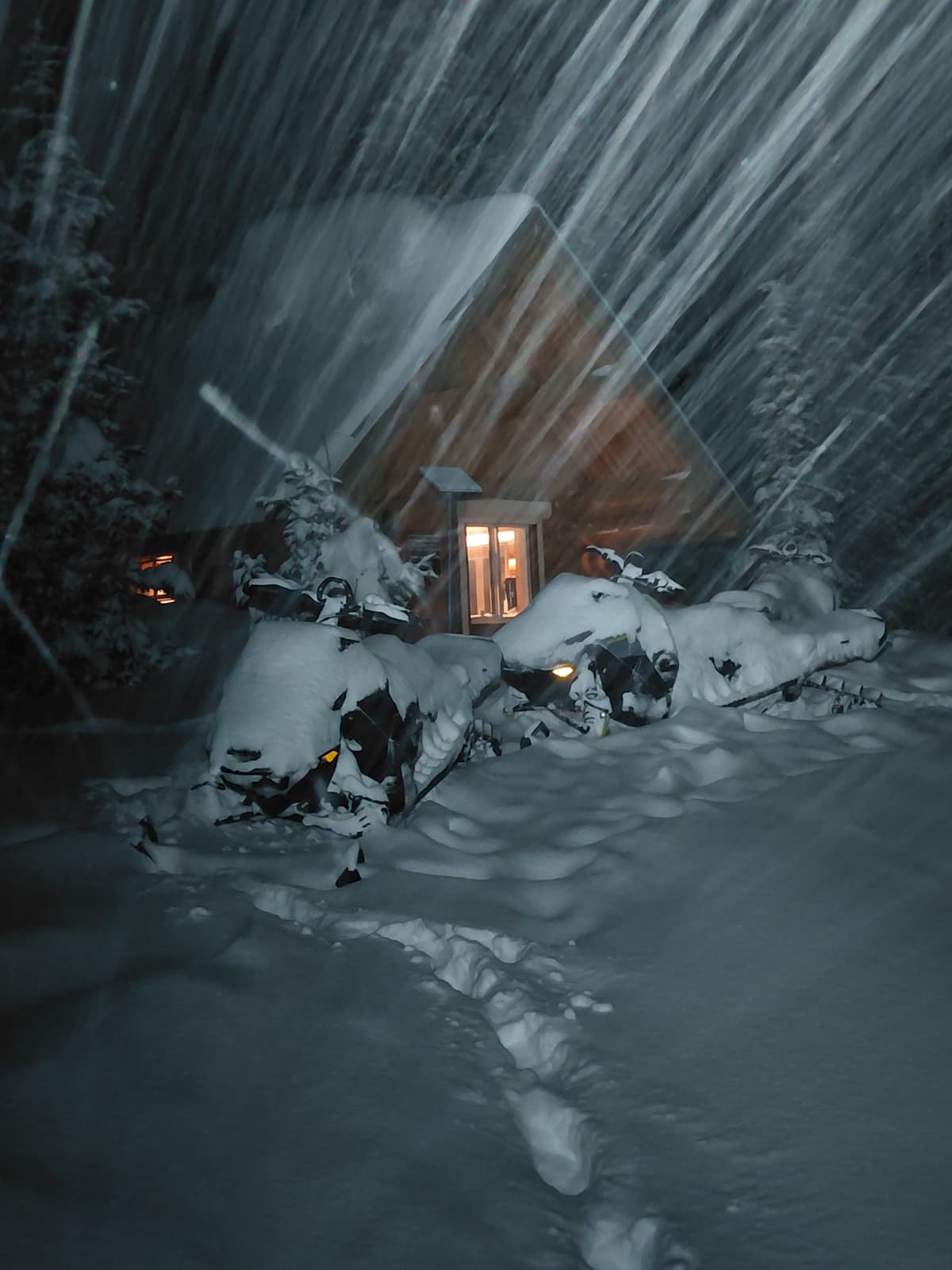 A bit snowy at night