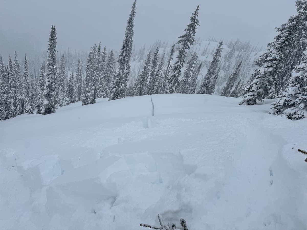 Fracture line that extended into lower angle terrain did not release