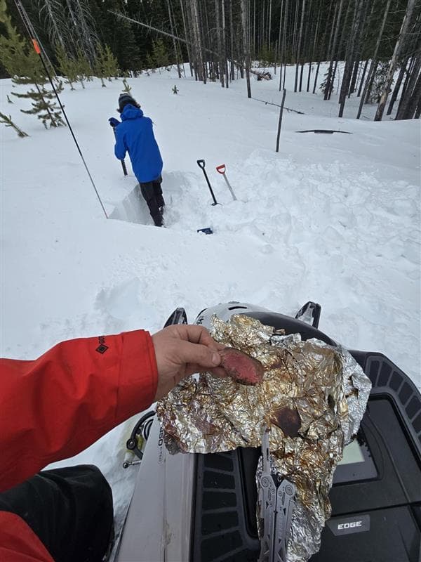 Proof you can cook a steak on a snowmobile muffler!