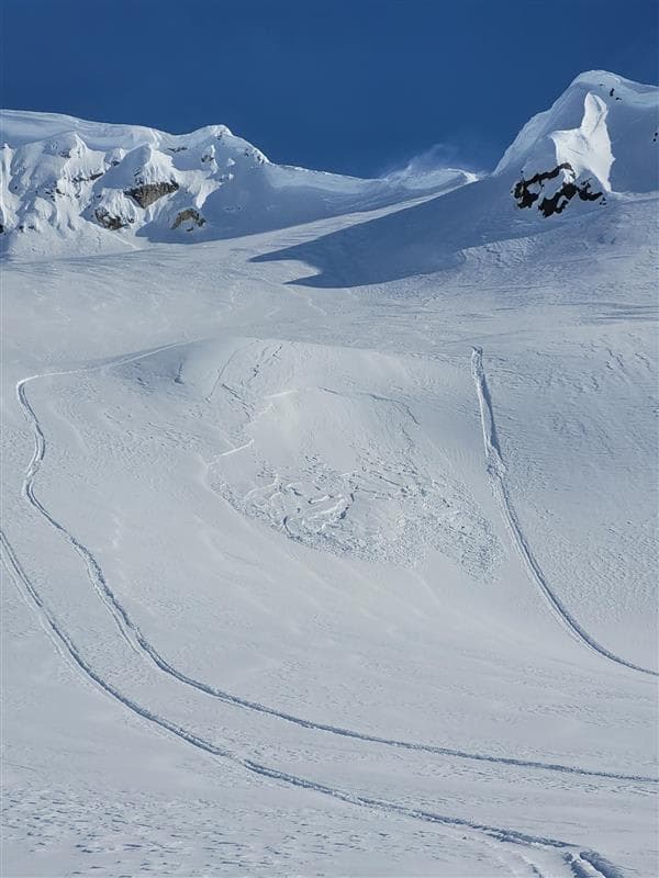A small wind slab that we triggered.