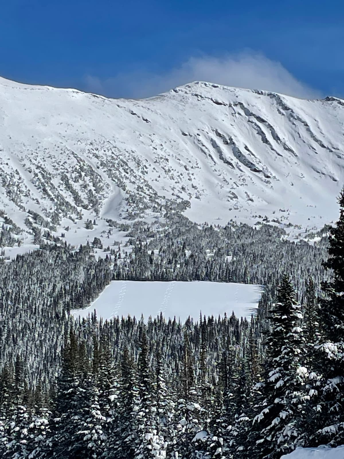 Fun skiing on a recontoured gas well pad. 