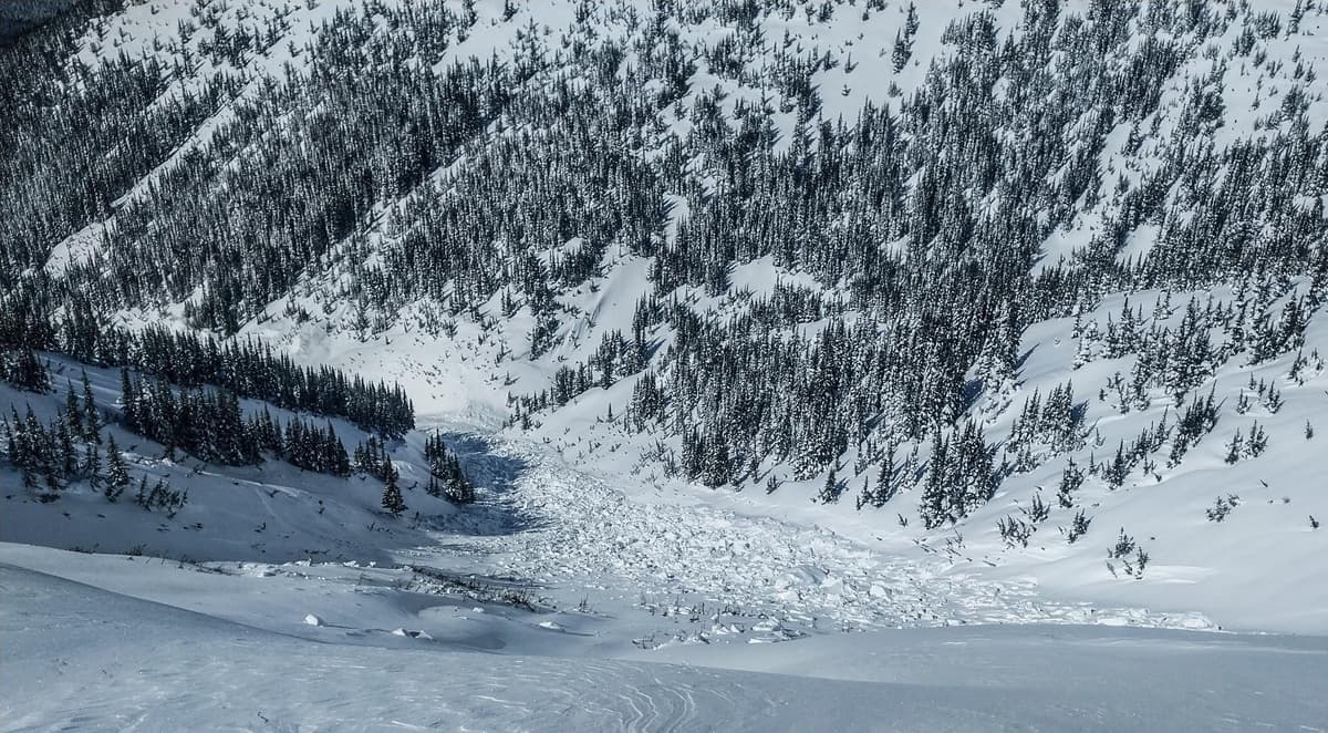 Looking down at the debris from a very large slab avalanche.