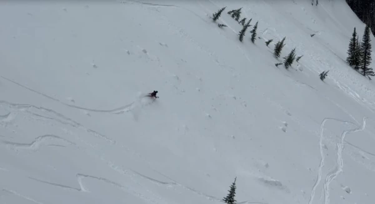Partially covered avalanche debris under Holy Cow, with much more hidden under the fresh snow.  Skiable but challenging. 