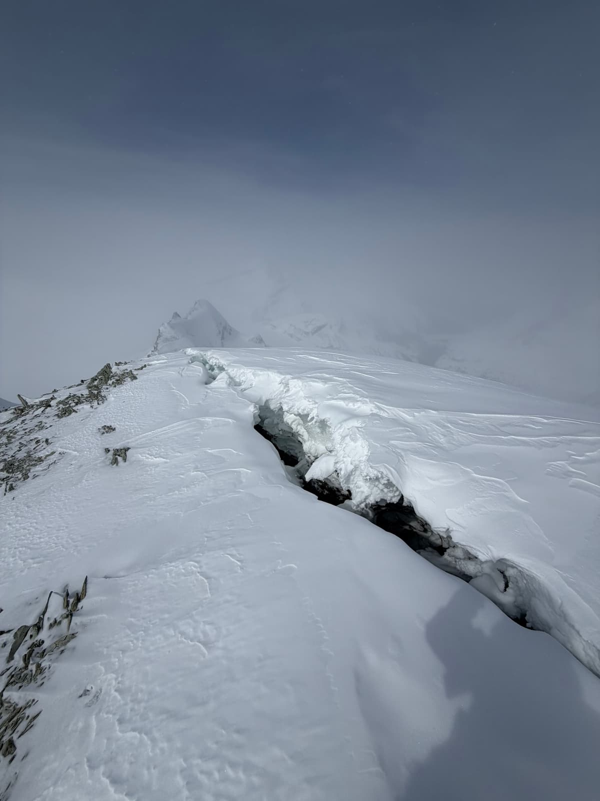 Partial cornice detach. Olive sub peak could affect people travelling through Nic Col  