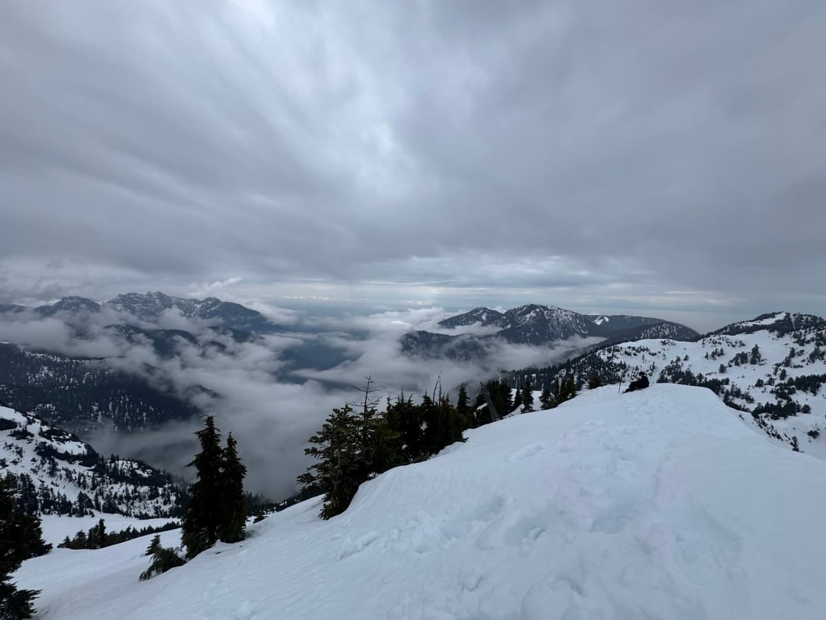 View of the mountain ranges, The West and East Lions to the left