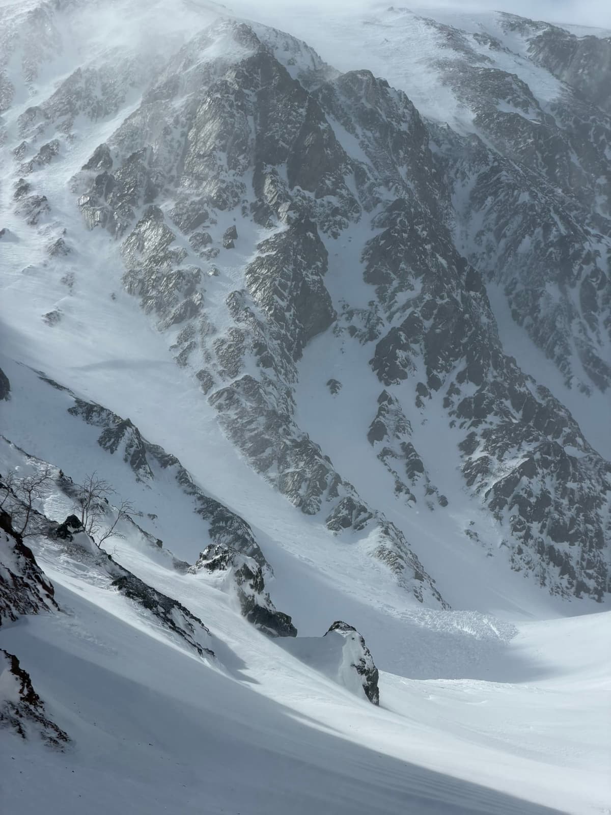 This natural avalanche appears to have occurred recently due to wind loading and strong winds. Without going any further, during our transition, a second, much larger natural avalanche released from higher up and buried the debris from the first avalanche we observed.