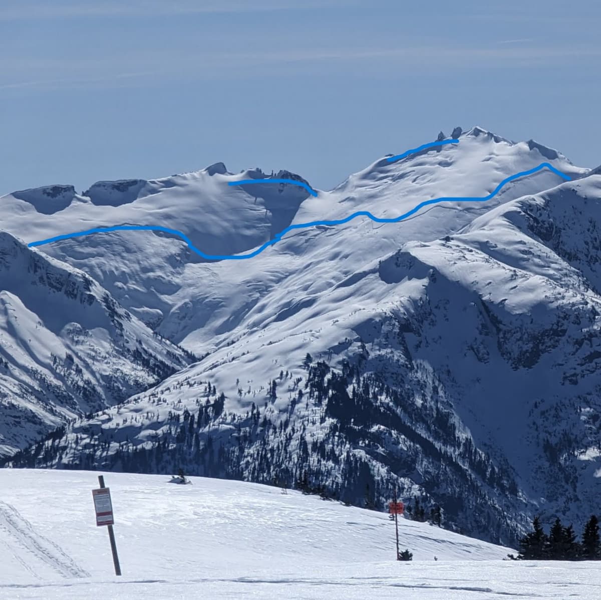 same photo with Crown lines marked in blue.