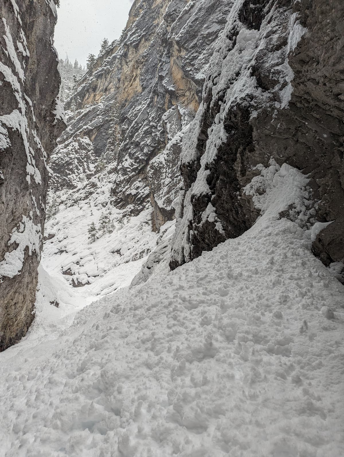 Upper canyon getting close to climb had large debris volumes