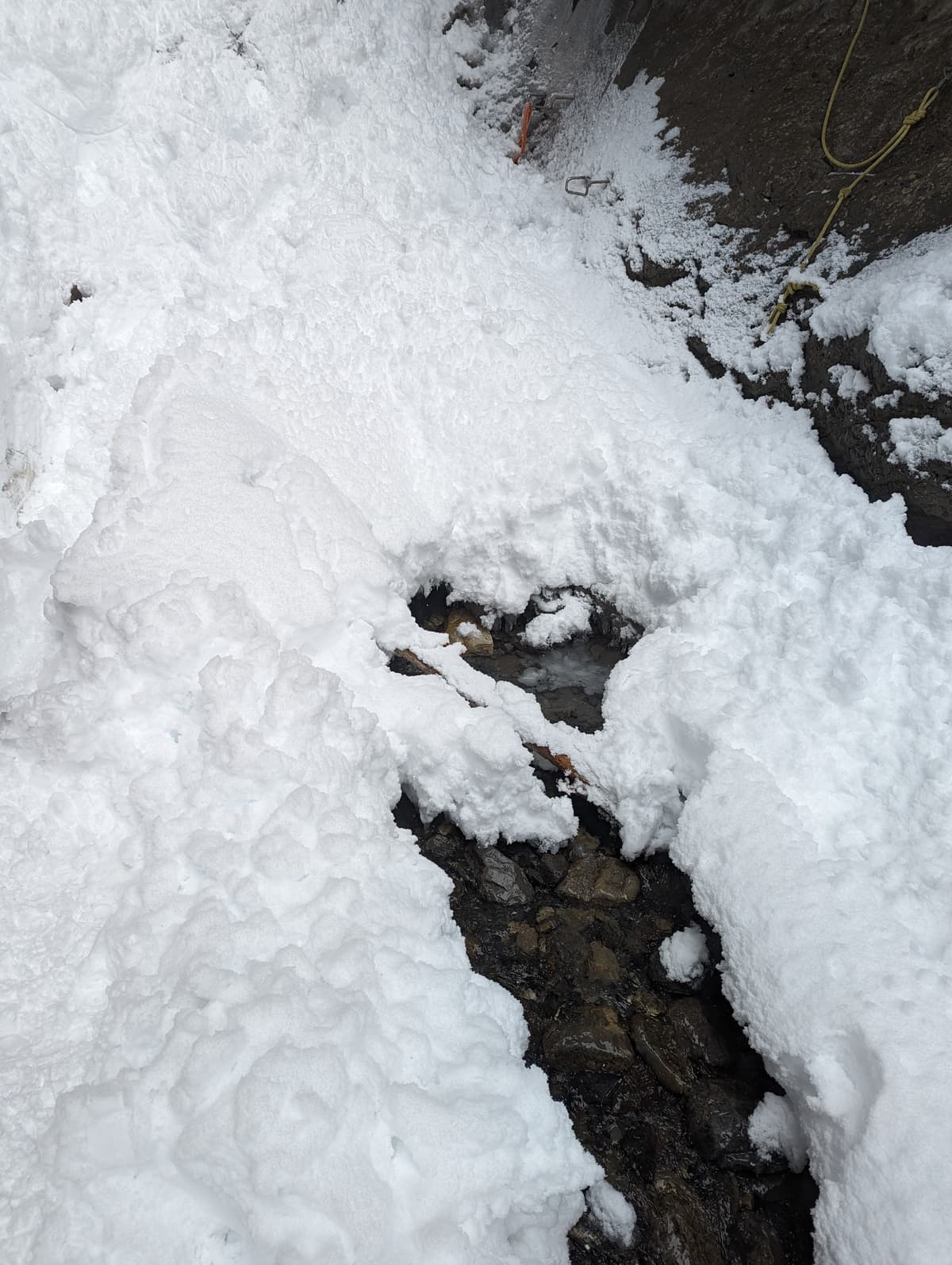Open holes but some are hidden by snow