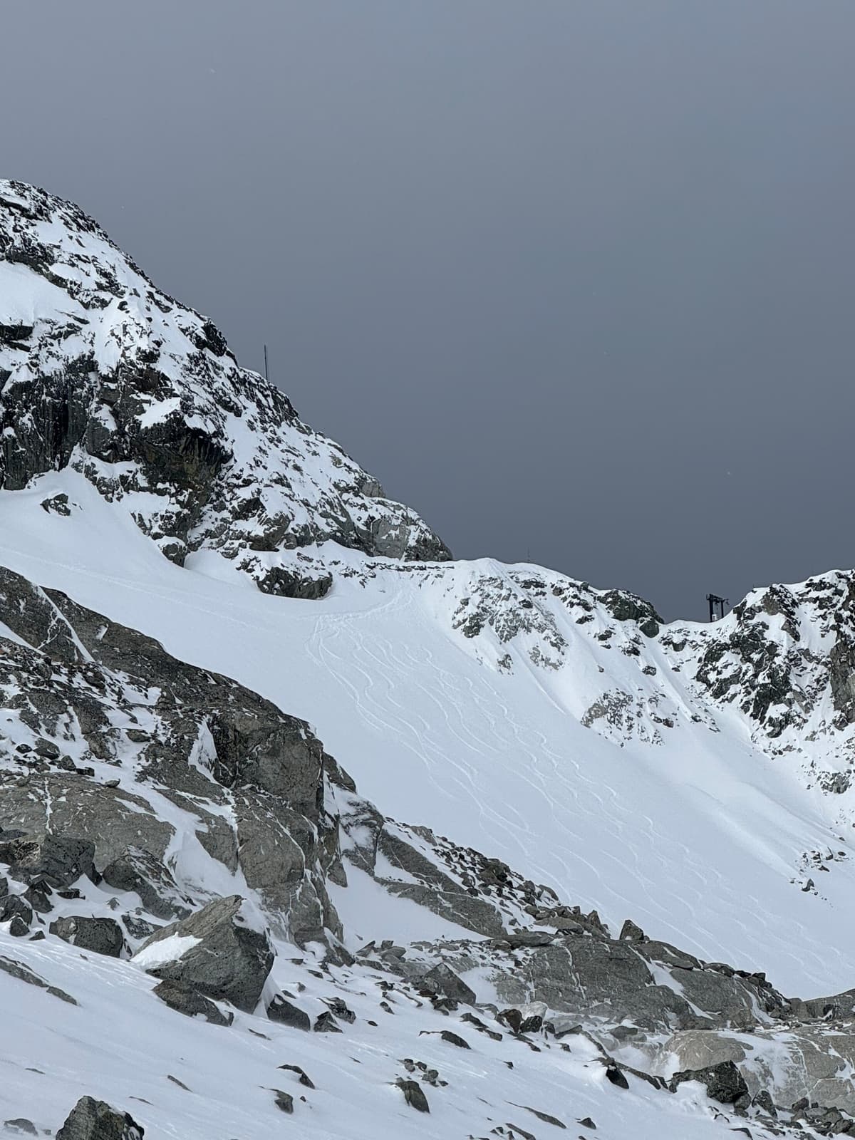 Blackcomb glacier with rock step descent