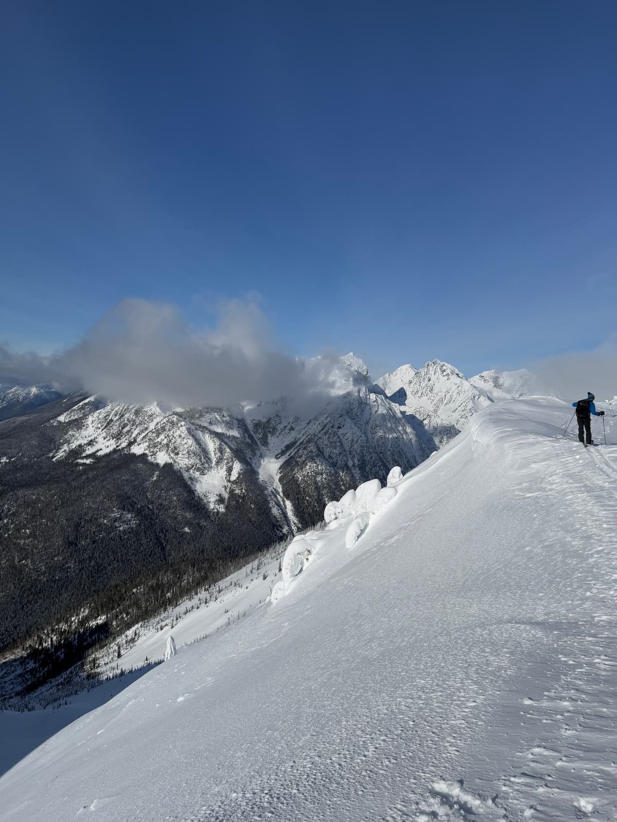 Wind stripped north facing terrain on the left.