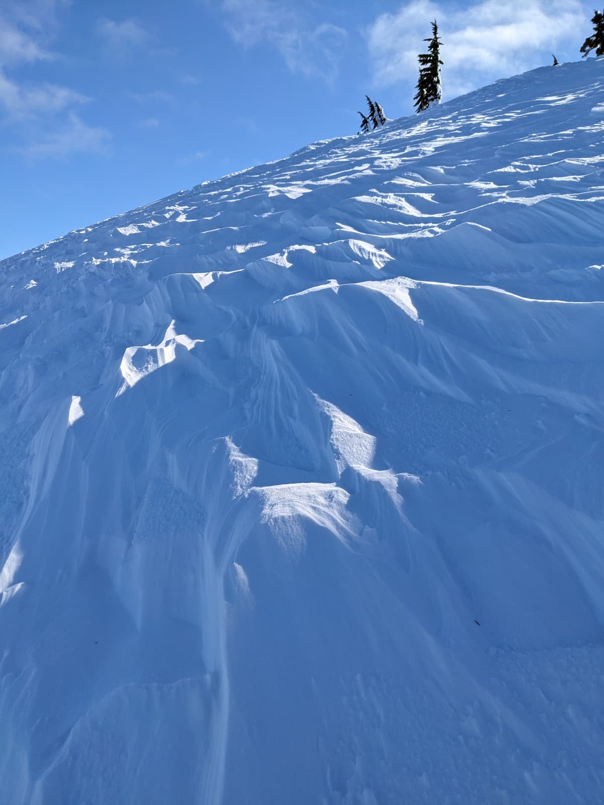 Sastrugi is prominent on ridges