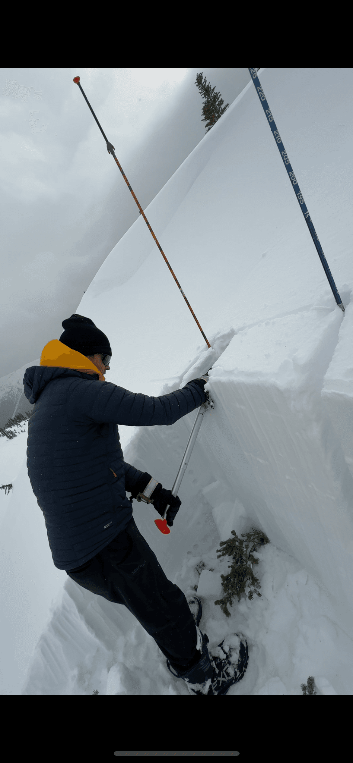 Dug on a North aspect at 1600 m and found 170cm of snow. No results in testing.
