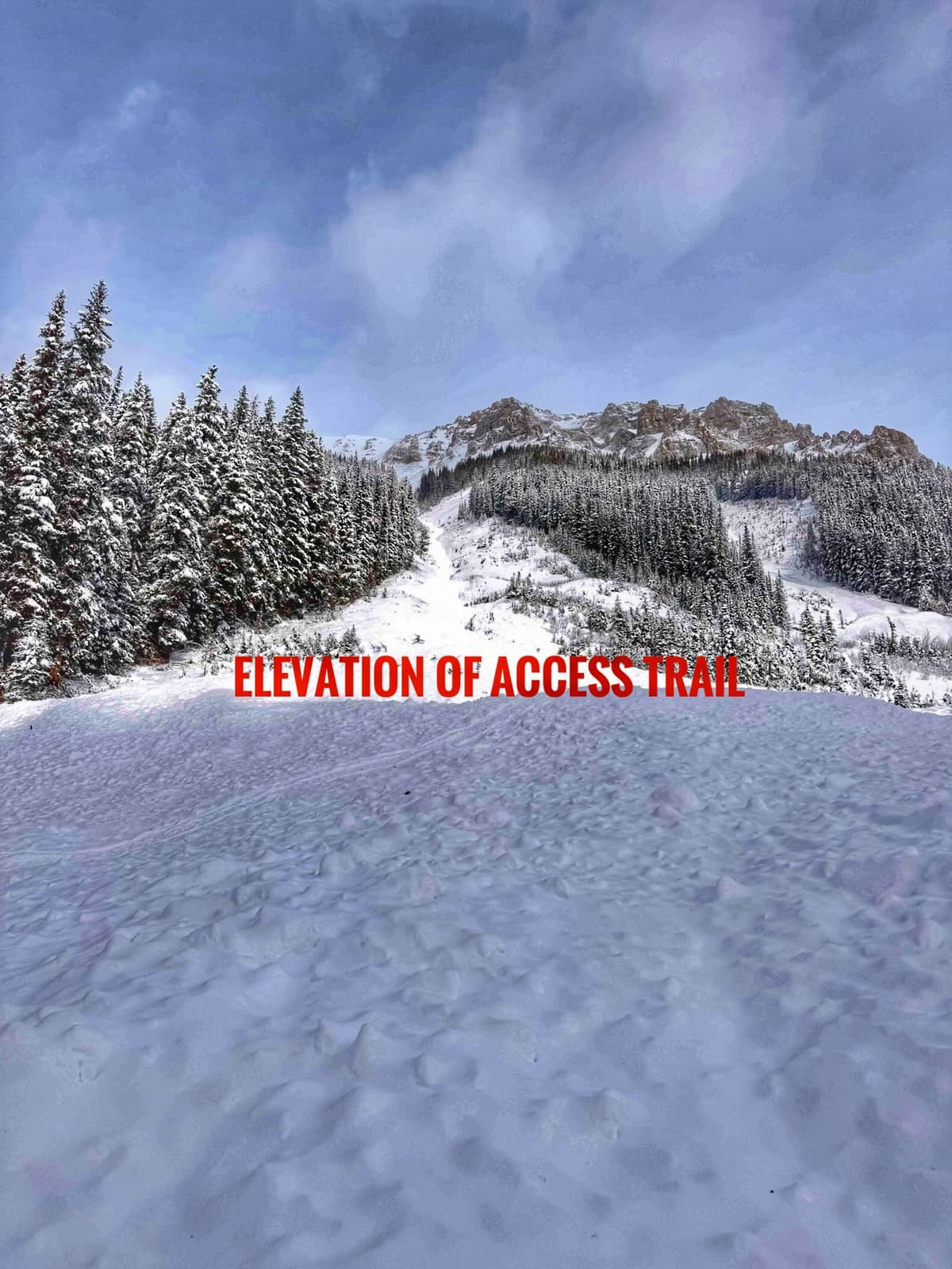 Avalanche that ran over access road during recent storm.