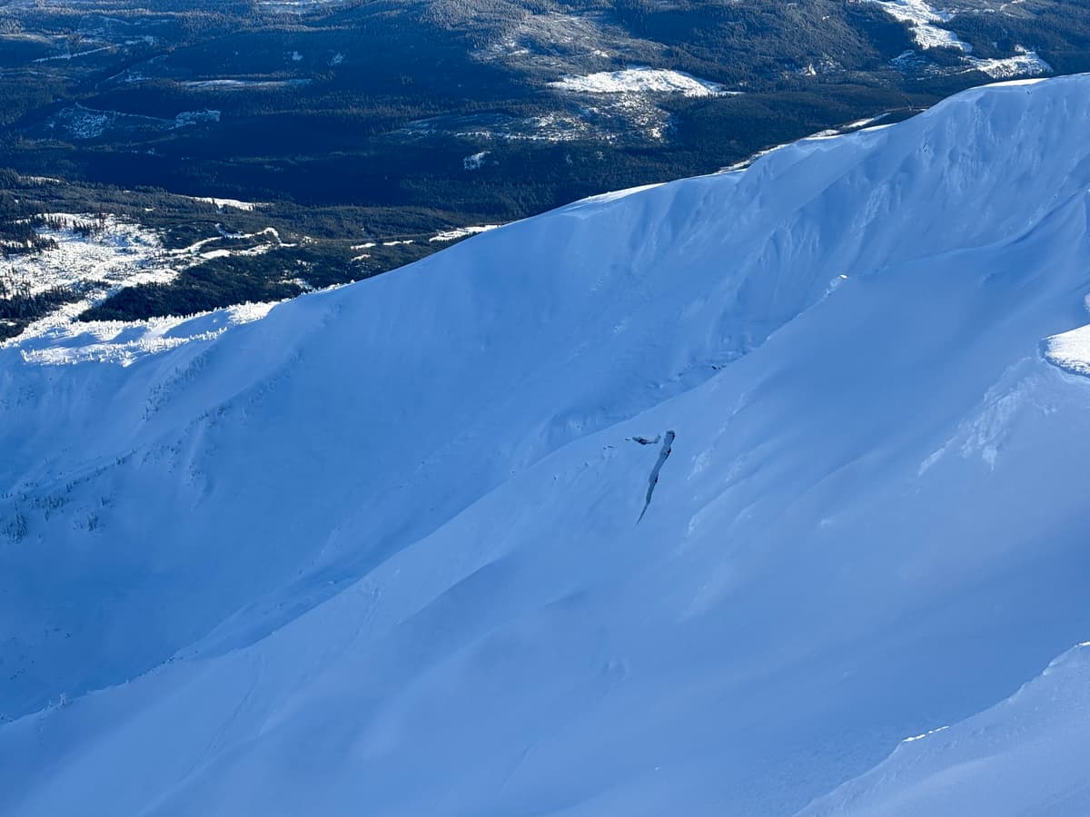 Glide cracks present on the east face