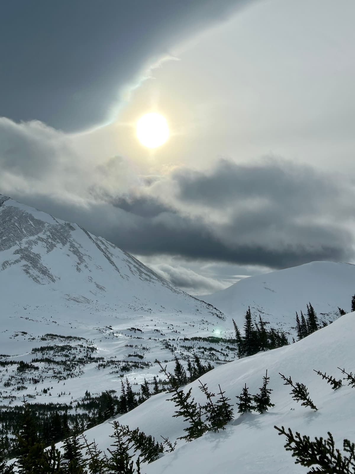 Windward slopes bare.