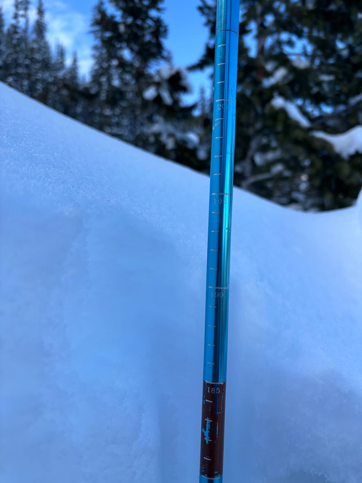 190cm. No column tests as I uncovered 2 small trees in my pit but got to look at some layers.