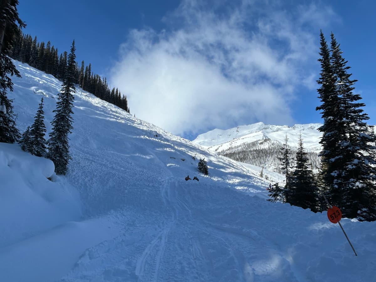 people passing over the debris to access Silent Pass