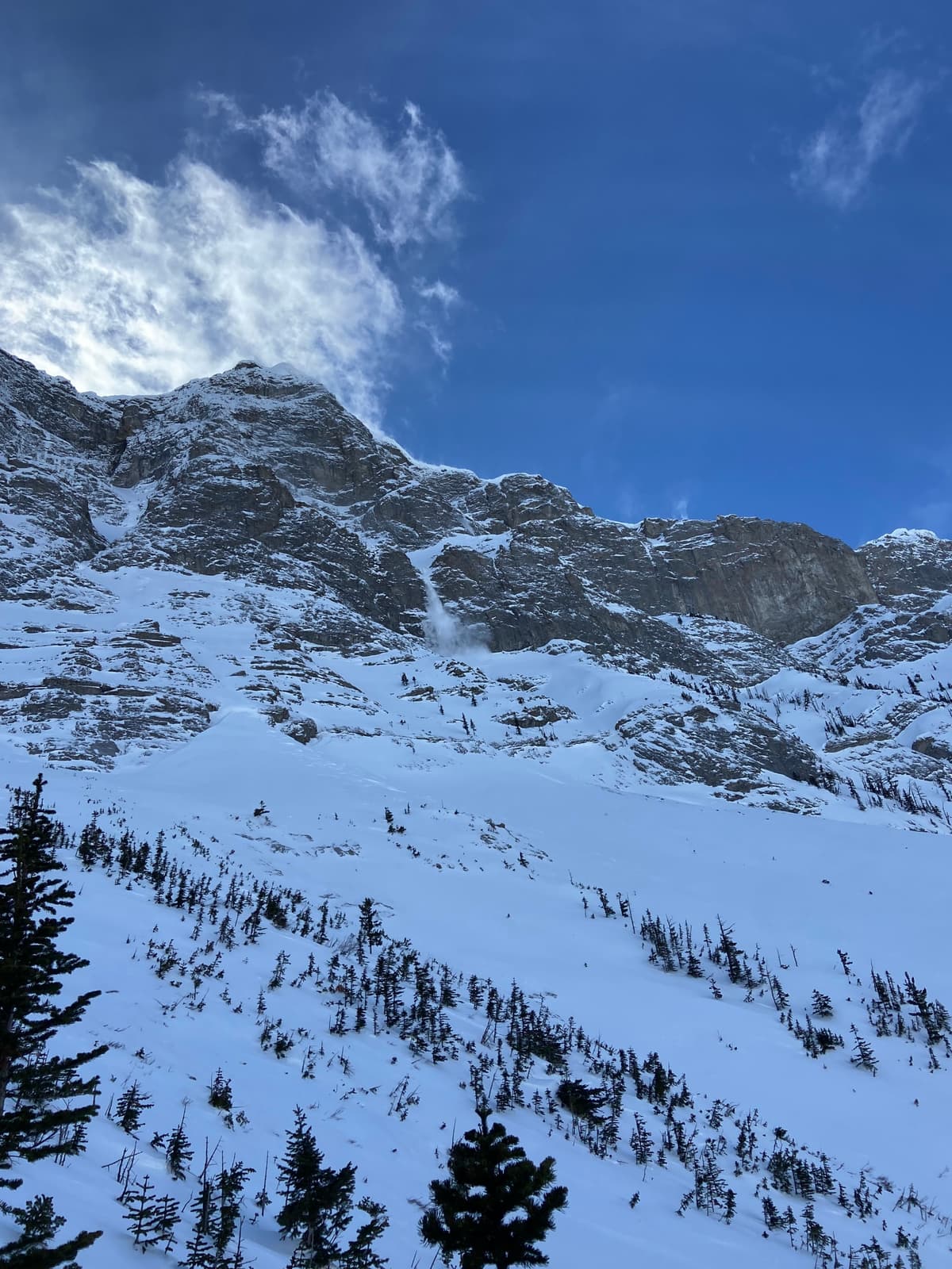 Spindrift in the afternoon on steep north aspects