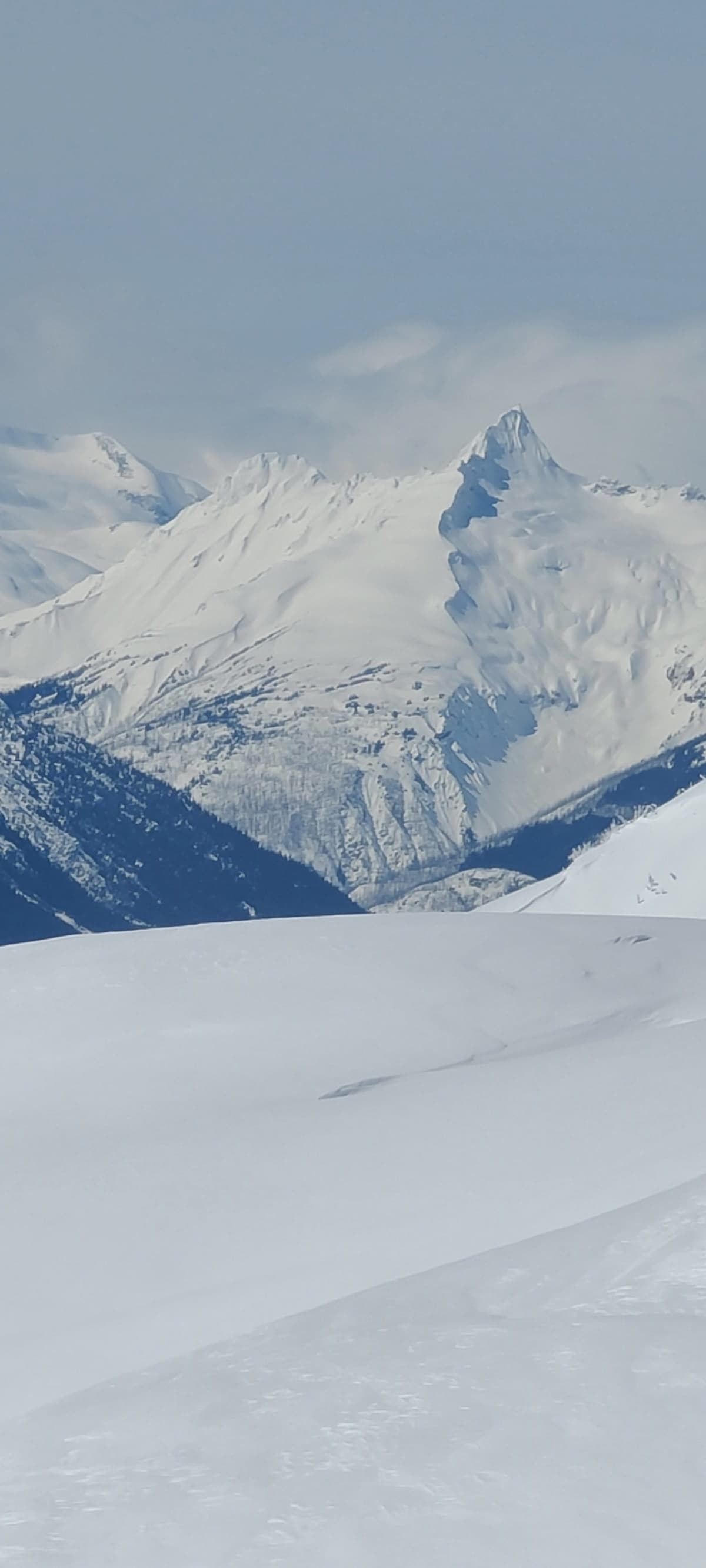 Huge cornices on ridge of Mt Meager.